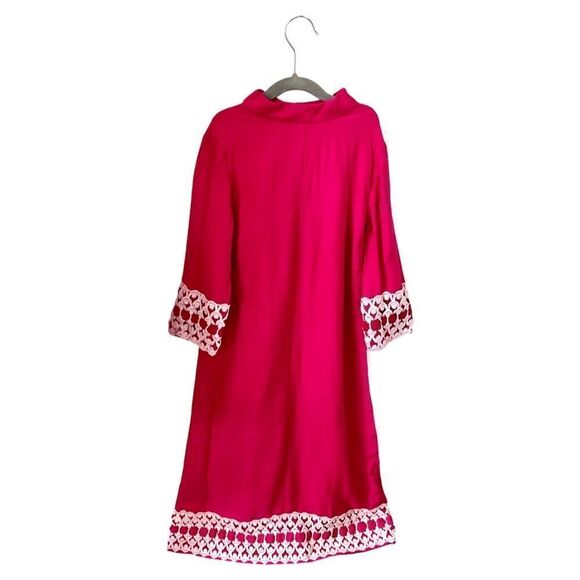 Extremely Rare 1970s Mommy & Me Handmade Matching Hot Pink Mock Neck Maxi Gowns - Picture 8 of 9